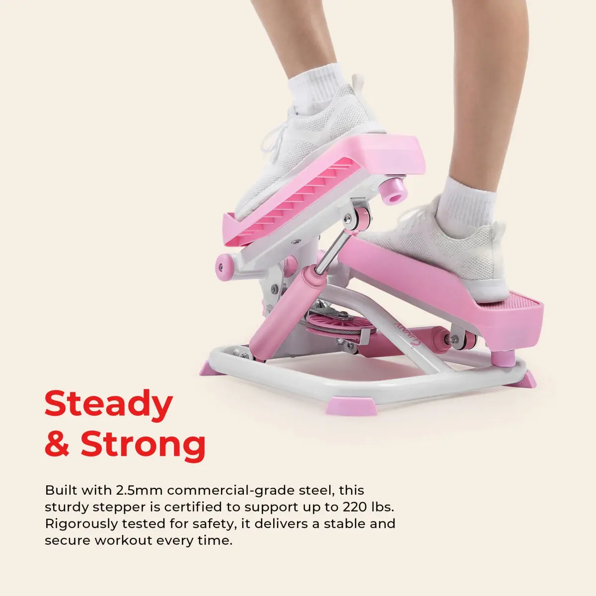 Sunny Health & Fitness Pink Mini Stepper w/Meter & Adjustable Step Height | 10.2 kg (22.5 lb) | Tones Lower Body & Core - view 4