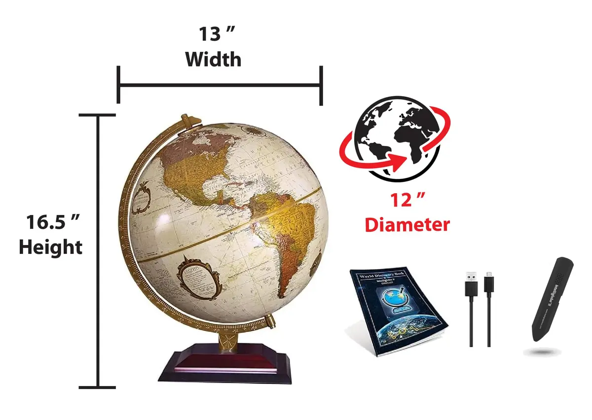 Replogle Avalon 12" Diameter Globe with Raised Mountain Relief & Smart Tech | US Cartography - view 7