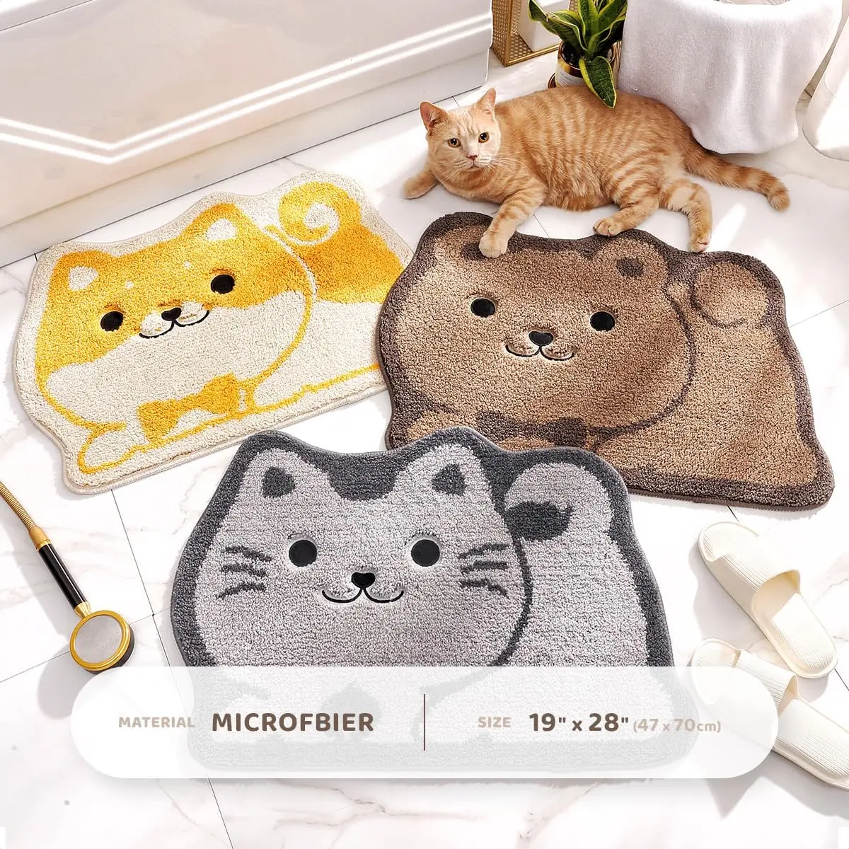 Molesun Cat Bath Mat 19" x 28" | Soft Absorbent Microfiber Rug with Non-Slip TPR Backing - view 2
