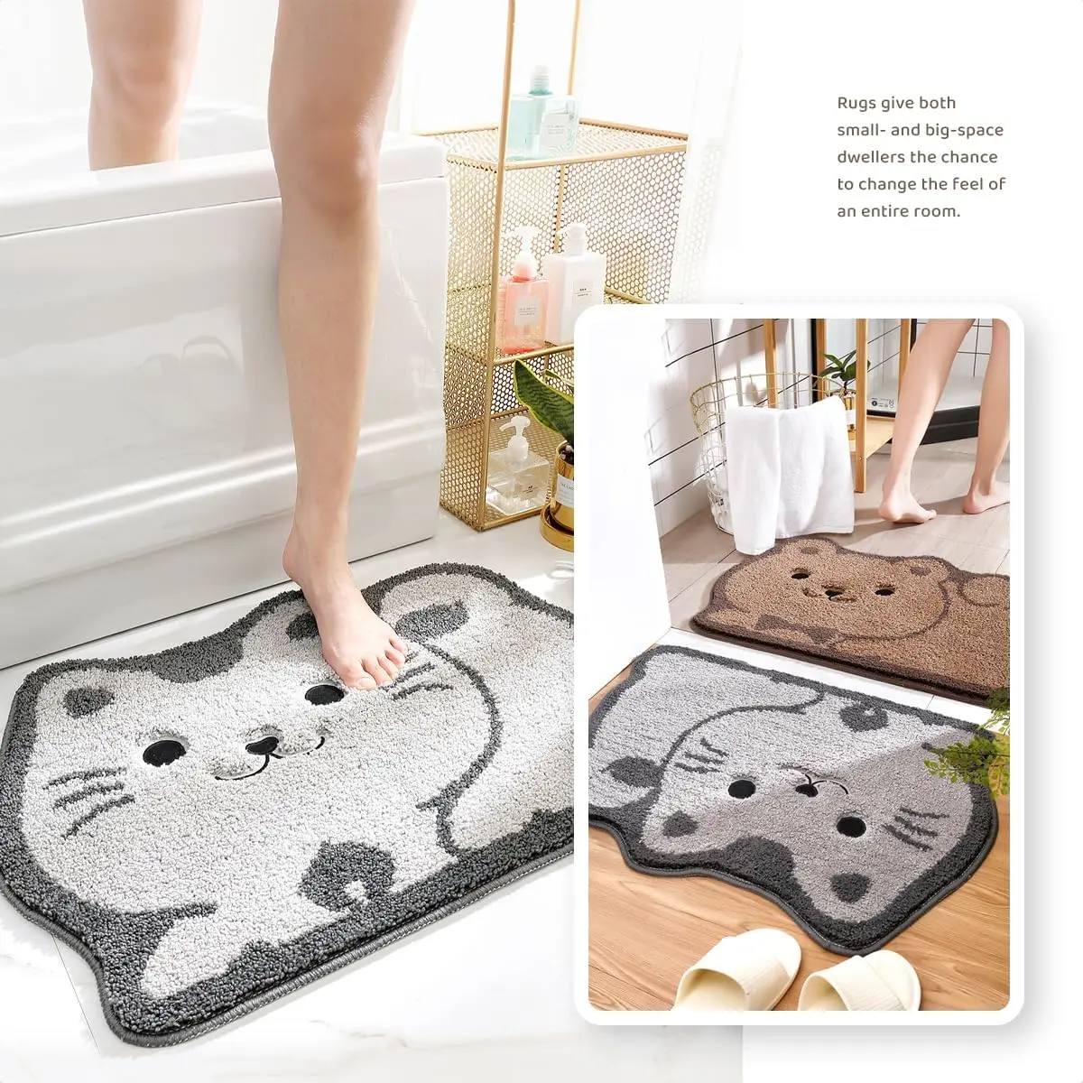 Molesun Cat Bath Mat 19" x 28" | Soft Absorbent Microfiber Rug with Non-Slip TPR Backing - view 3