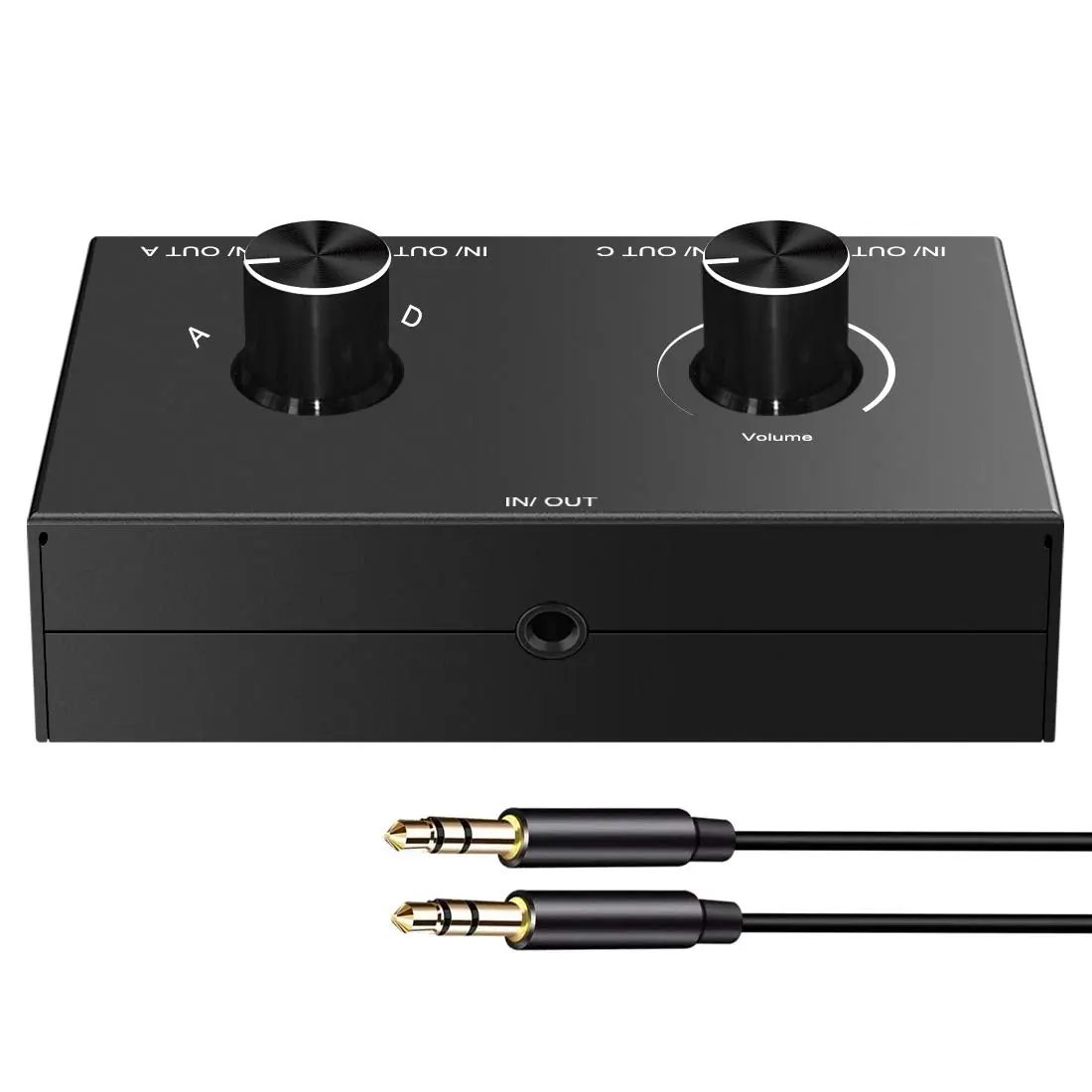Y.D.F 4-Way 3.5mm Stereo Audio Switcher Box - 4 In 1 Out Manual Selector for Speakers & Headphones (Black) - view 2