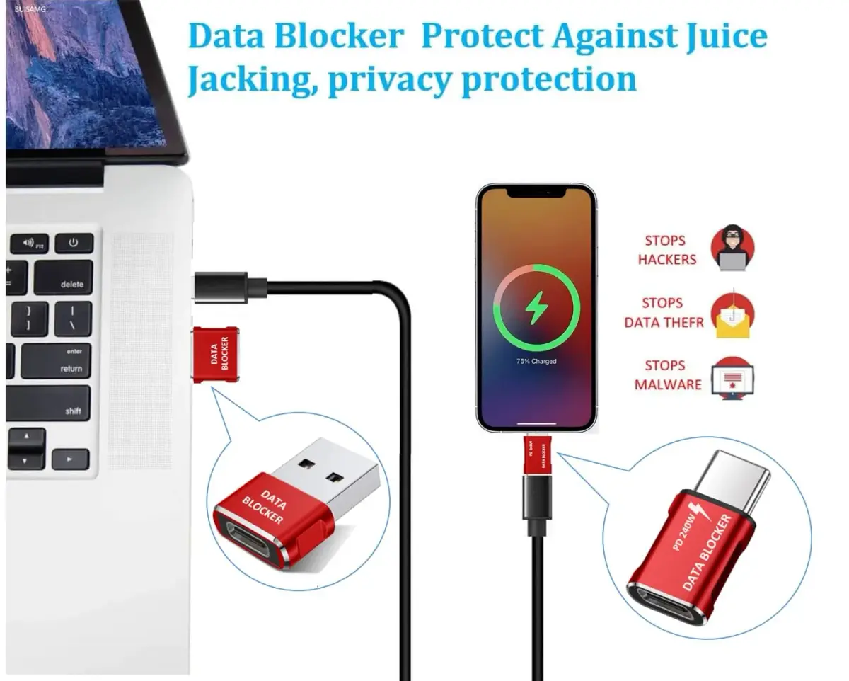 BUISAMG USB C Data Blocker 4-Pack | Protects Against Juice Jacking - view 3