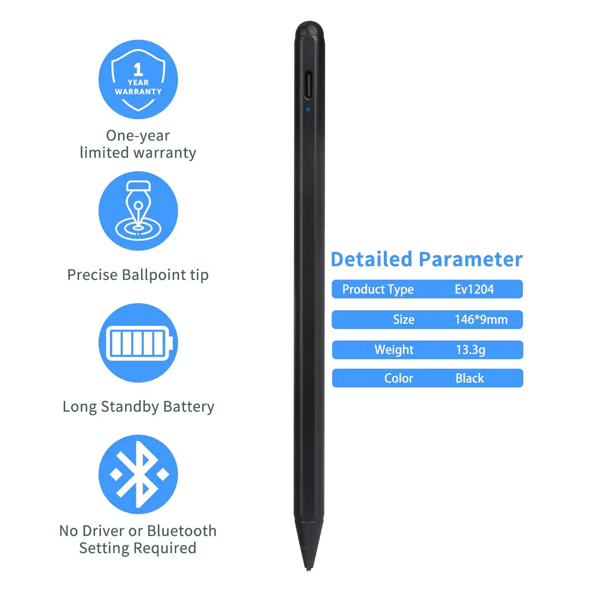 EVACH Active Stylus Pen for HP Envy X360 Convertible 15.6" Laptop | 1.5mm Fine Tip, 20-Hour Battery - view 6