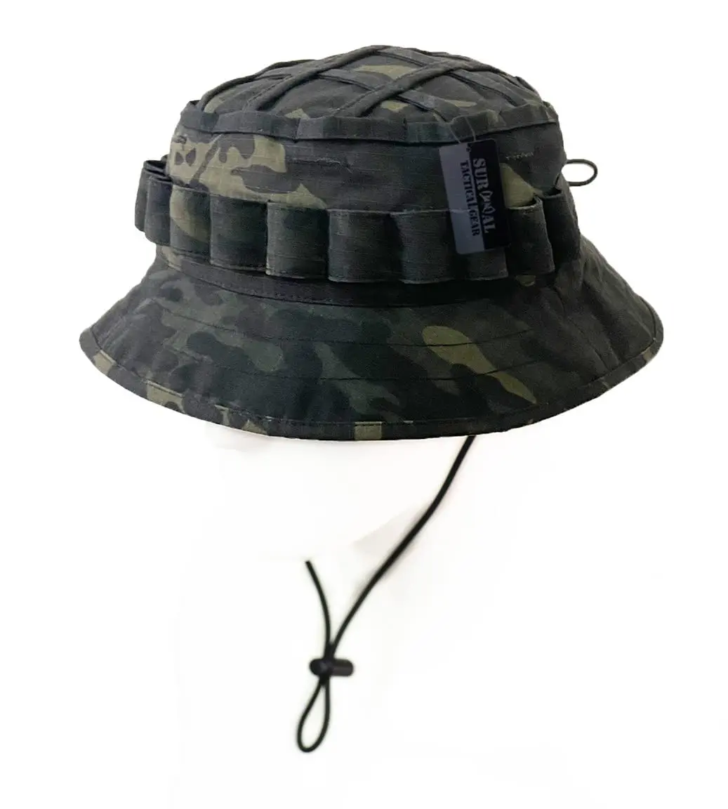 ZAPT Boonie Hat Military Camo Cap Hunter Sniper Ghillie Bucket Hats Adjustable Jungle Bush Hat (Camo Black) | Adjustable One Size - main product image
