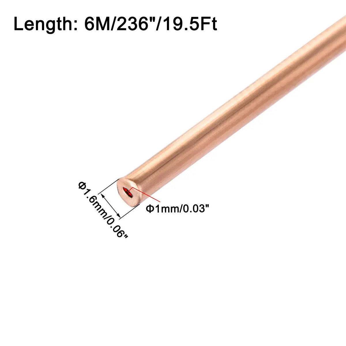 uxcell Refrigeration Tubing 1.6mm OD x 0.6mm ID x 19.5Ft Copper Coil | Heat Exchange Efficiency - view 2