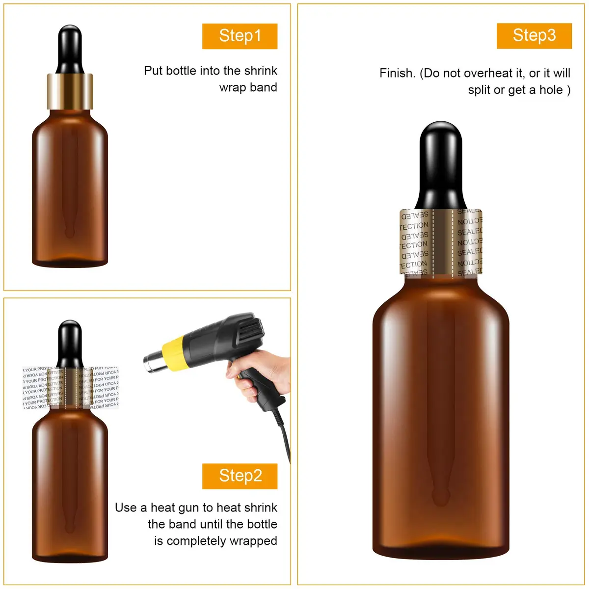 Morepack Shrink Bands for Bottles, 45x23mm Clear PVC Tamper Seals (200 Pcs) | Sealed for Your Protection - view 5