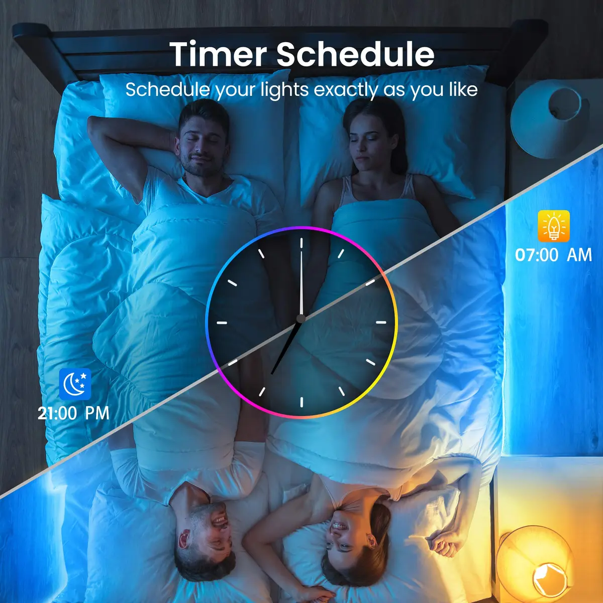 TJOY LED Lights for Bedroom 100ft RGB Color Changing LED Strip Lighting | Music Sync & App Control - view 5