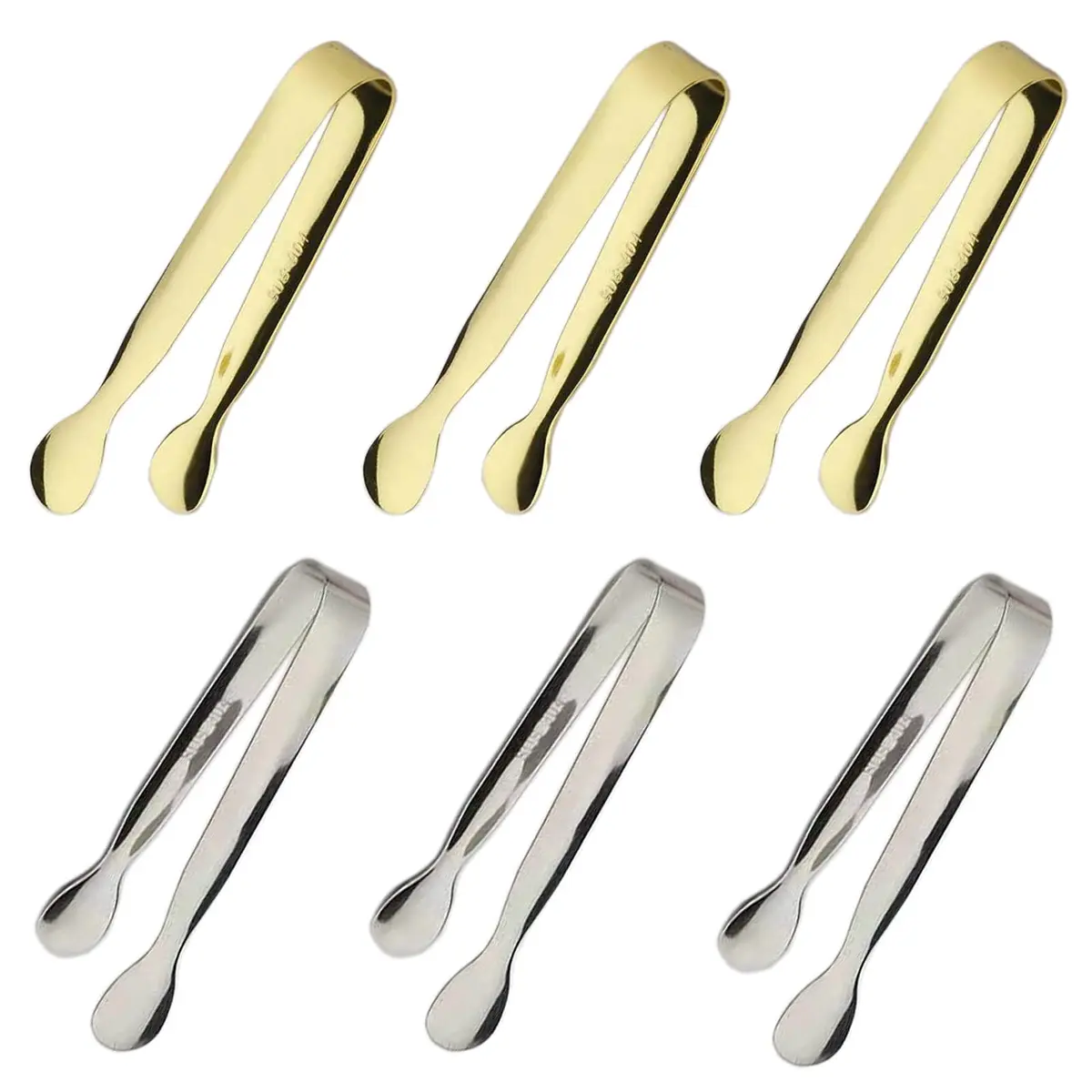 Sunenlyst 6PCS Mini Sugar Tongs 13cm (4.25 Inch) | Stainless Steel Appetizer Tongs for Parties - main product image