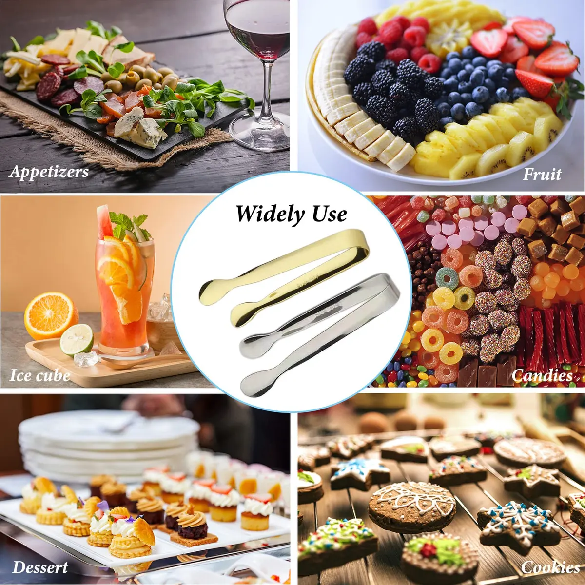 Sunenlyst 6PCS Mini Sugar Tongs 13cm (4.25 Inch) | Stainless Steel Appetizer Tongs for Parties - view 7