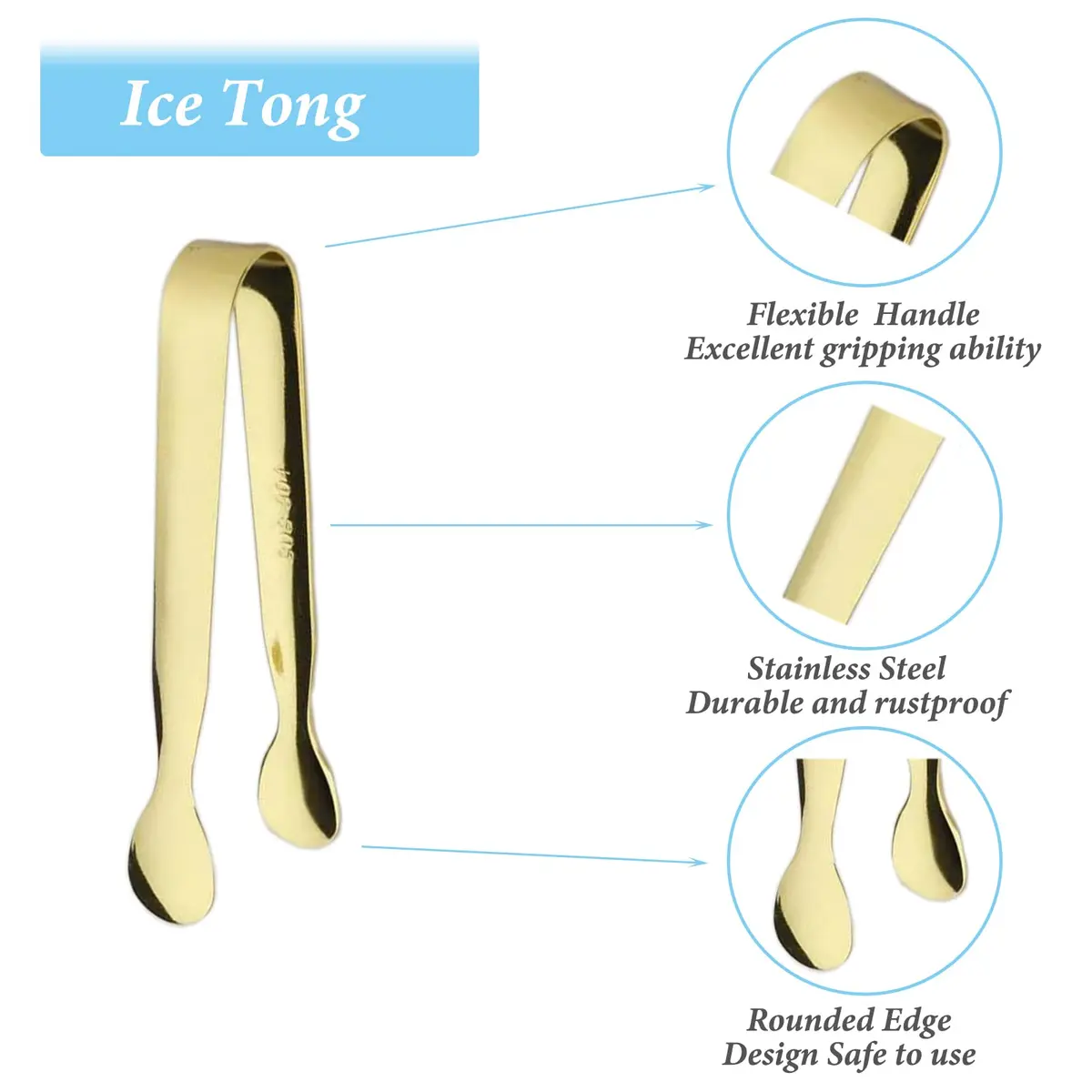Sunenlyst 6PCS Mini Sugar Tongs 13cm (4.25 Inch) | Stainless Steel Appetizer Tongs for Parties - view 3