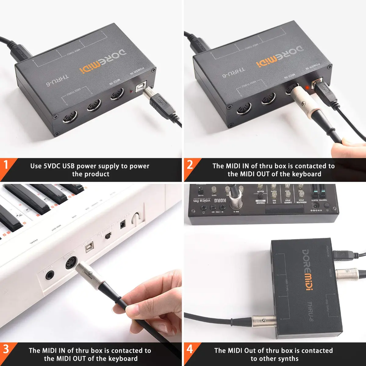 Camola MIDI Thru 6 Box USB MIDI Interface 1-in 6-out | High-speed MIDI Splitter for Studio & Live - view 6