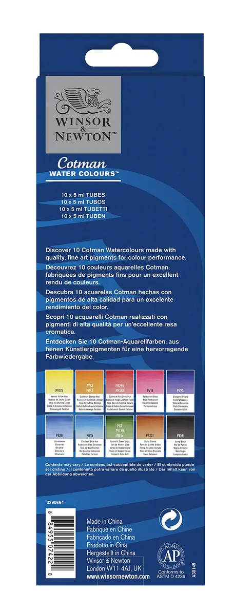 Winsor & Newton Cotman Watercolor Paint Set, 10 Colors, 5ml (0.17-oz) Tubes | High Transparency & Lightfastness for Beginners - view 2