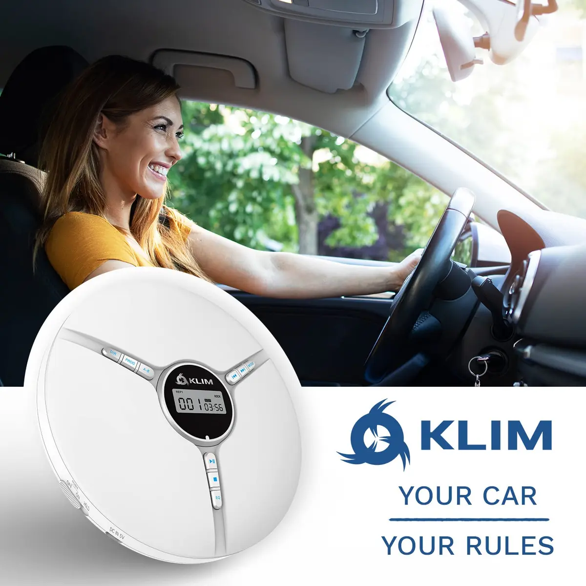KLIM Discman Portable CD Player with Headphones, Built-in Battery, White | Anti-Skip Protection for Car & Home Use - view 2