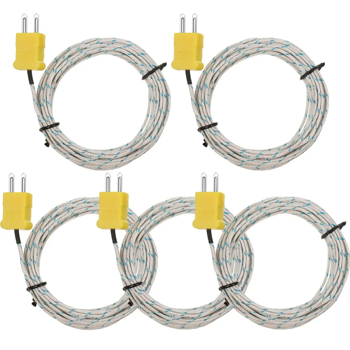 Weewooday K Type Thermocouple Temperature Probe Sensor with 3 Meter Fiberglass Cable, -50 to 400°C | 5-Piece Set for Rapid Measurement - main product image