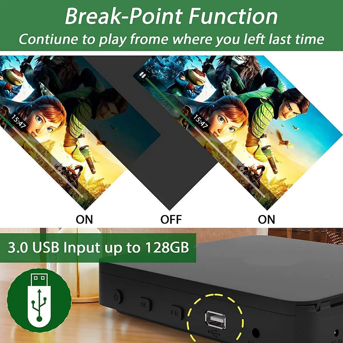 DID A R Blu Ray DVD Player | Full HD 1080P, Region A Blu-Rays & DVDs, Compact Design - view 7