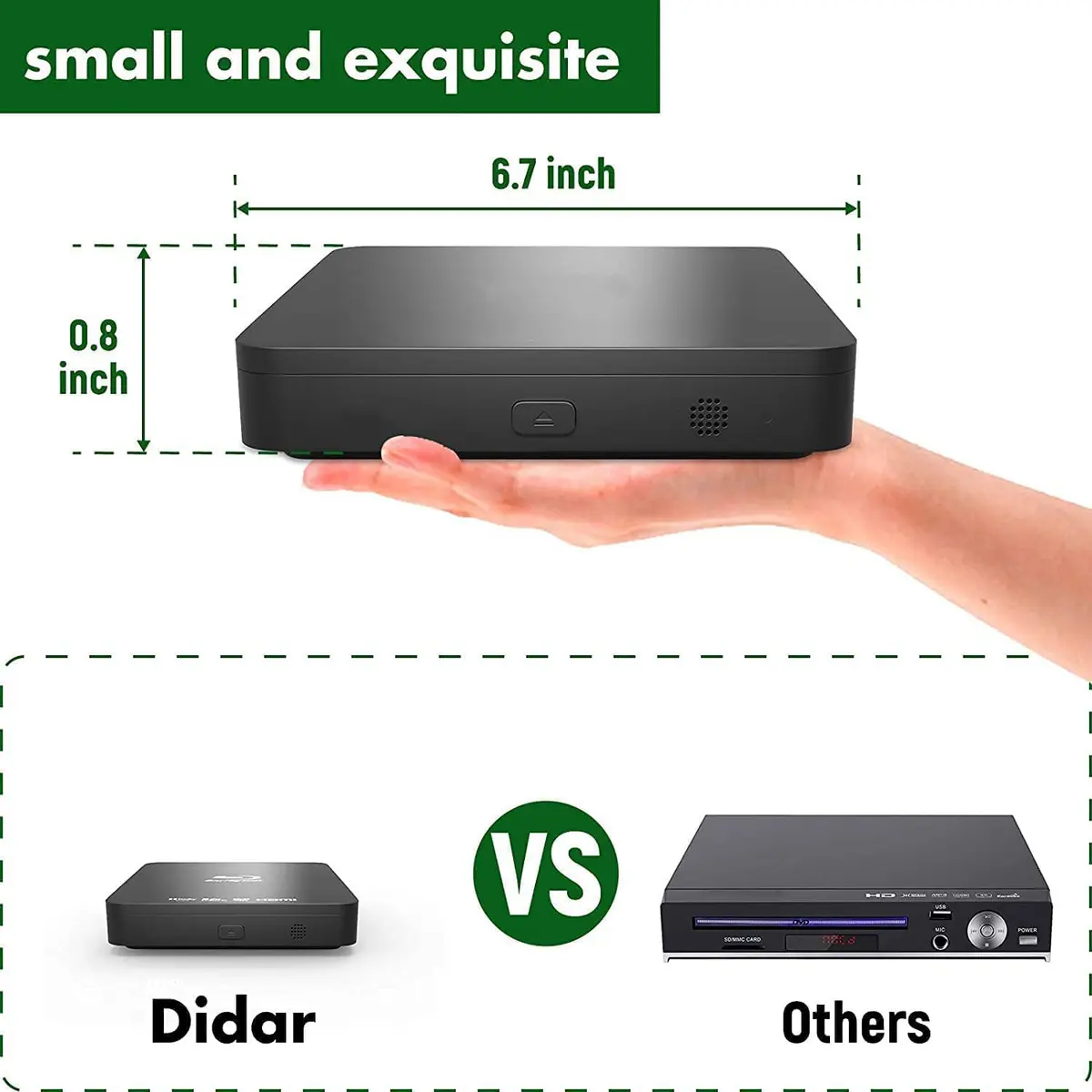 DID A R Blu Ray DVD Player | Full HD 1080P, Region A Blu-Rays & DVDs, Compact Design - view 2