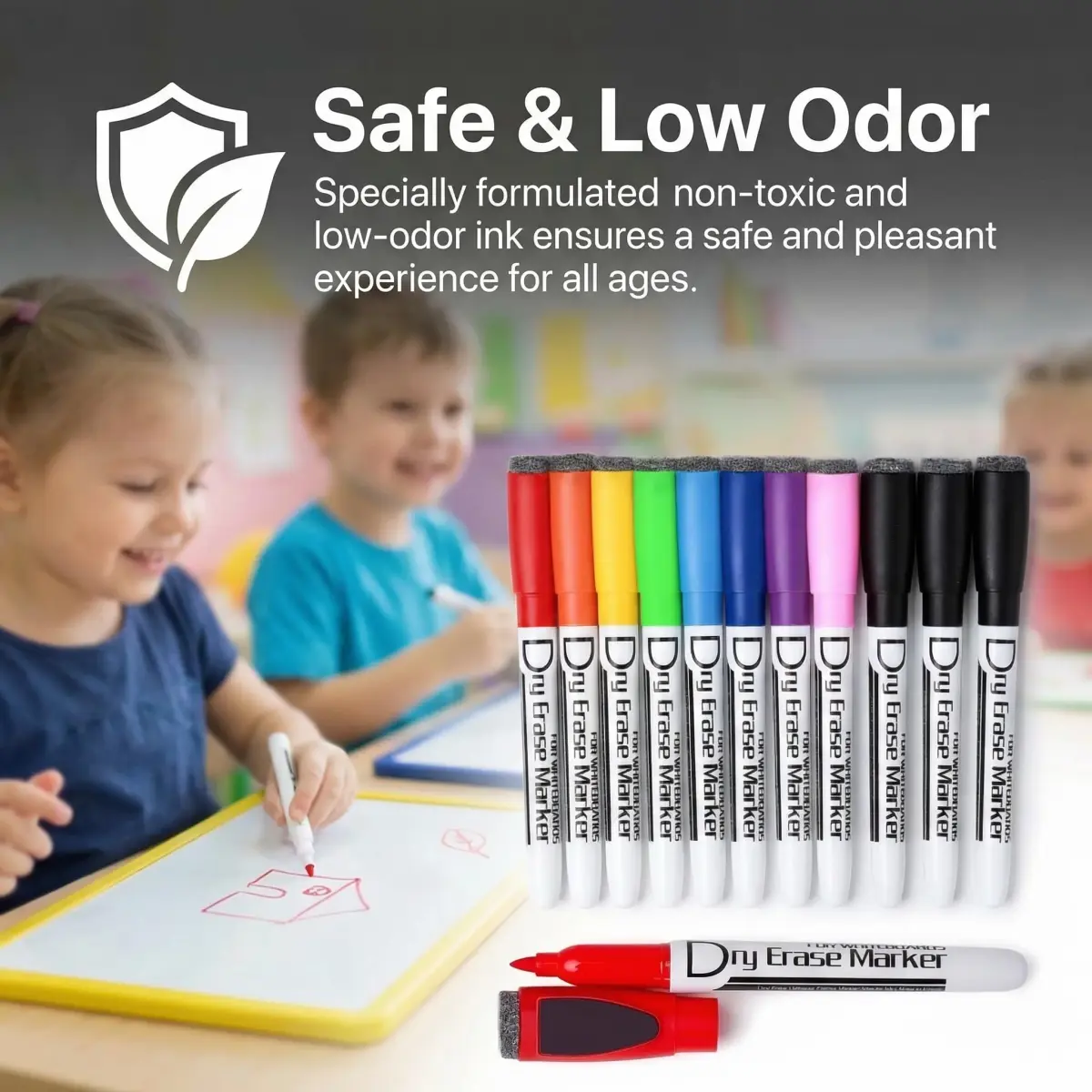 Volcanics Magnetic Dry Erase Markers, Fine Tip, 10 Colors, 12-Pack | Smooth Ink Flow for Students & Office - view 2