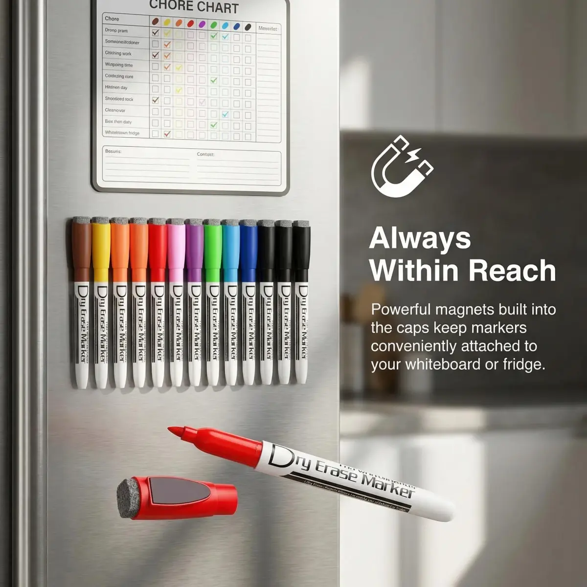 Volcanics Magnetic Dry Erase Markers, Fine Tip, 10 Colors, 12-Pack | Smooth Ink Flow for Students & Office - view 3
