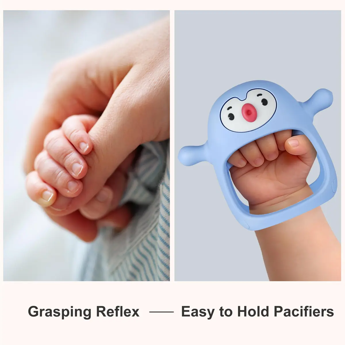 Smily Mia Baby Teething Toys for 0-6Months | Penguin Teether | Hand Teether | Teething Mittens | Light Blue - view 3