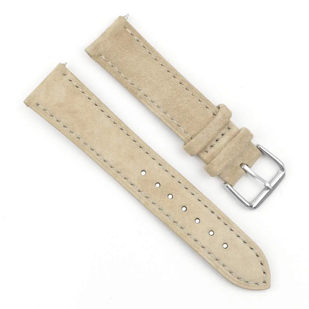 Onthelevel Suede Leather Watch Band 19mm Khaki | Quick Release, Classic Style - main product image