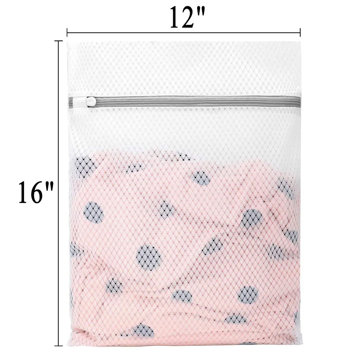 Muchfun 3Pcs Durable Diamond Mesh Laundry Bags for Delicates 12 x 16 Inches | Breathable, Long-Lasting, Rustproof Zipper - view 5
