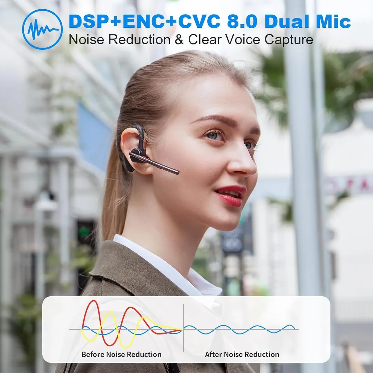 New Bee Bluetooth V5.2 Wireless Headset 24Hrs Talktime Black | Noise Cancelling & Long Battery - view 2