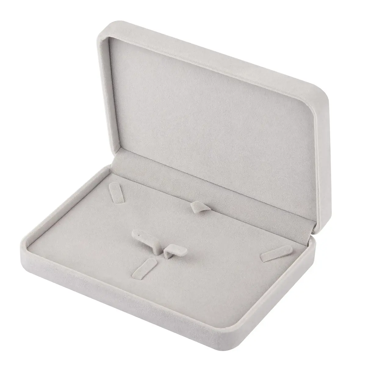 LETURE Large Velvet Jewelry Storage Box, Big Necklace & Ring Organizer, Pearl & Chunky Necklace Case (Grey) | Elegant Gift - view 2