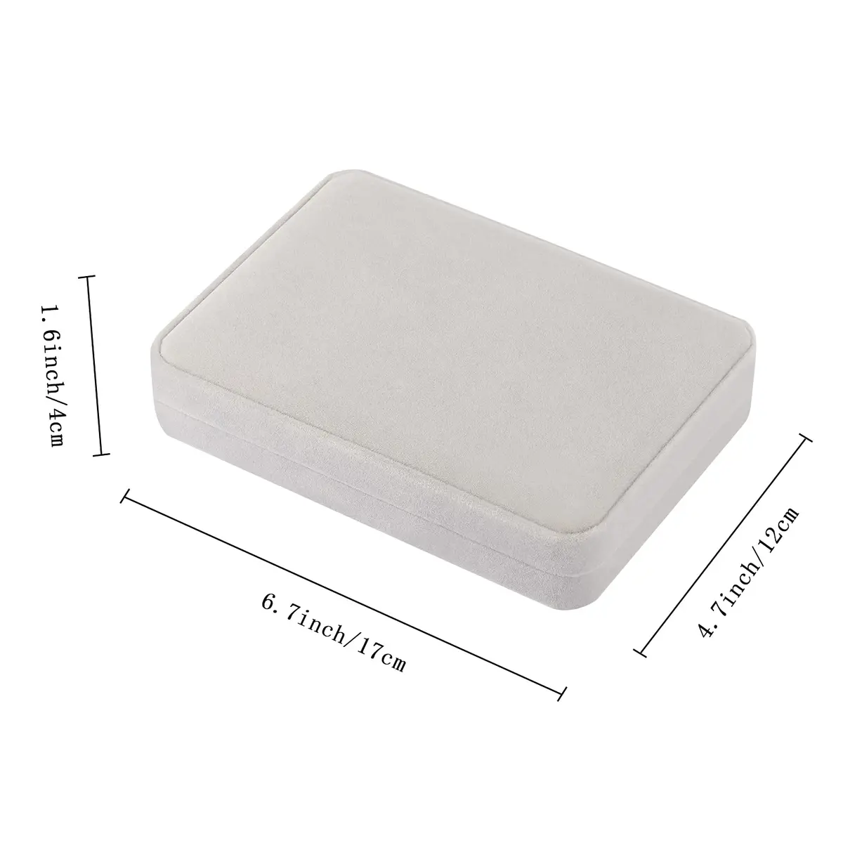 LETURE Large Velvet Jewelry Storage Box, Big Necklace & Ring Organizer, Pearl & Chunky Necklace Case (Grey) | Elegant Gift - view 3