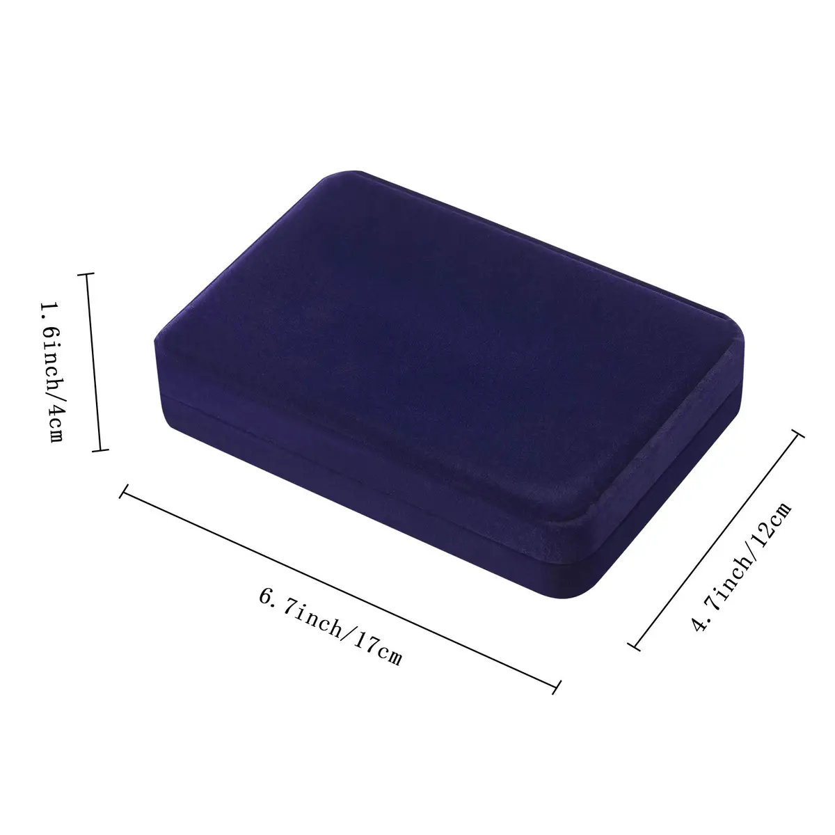LETURE Large Velvet Jewelry Set Box, Blue | Necklace & Ring Organizer (17x12x4cm) - view 3