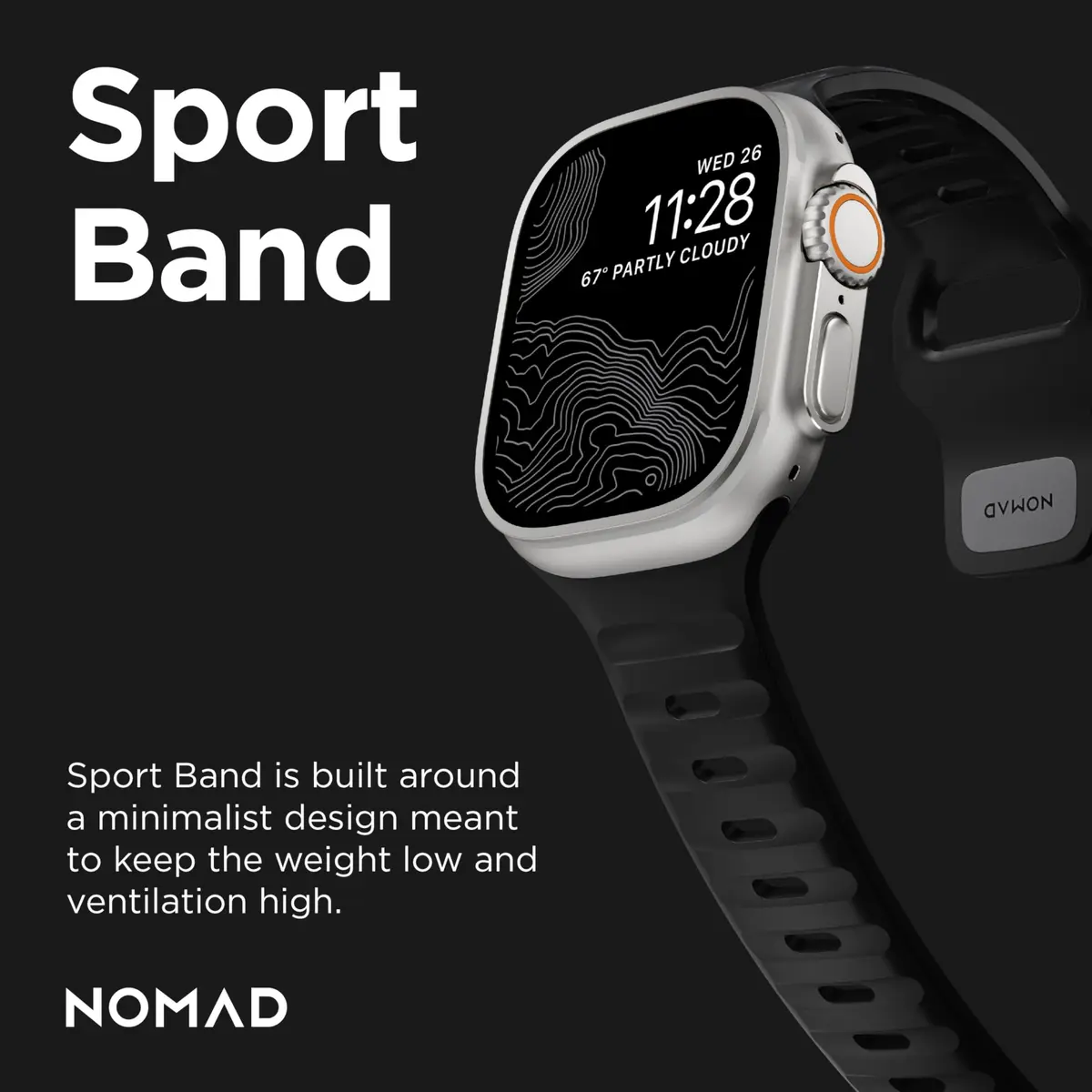 NOMAD Sport Band - 45mm | Black Apple Watch Ultra 2 Band, Athletic & Waterproof - view 7