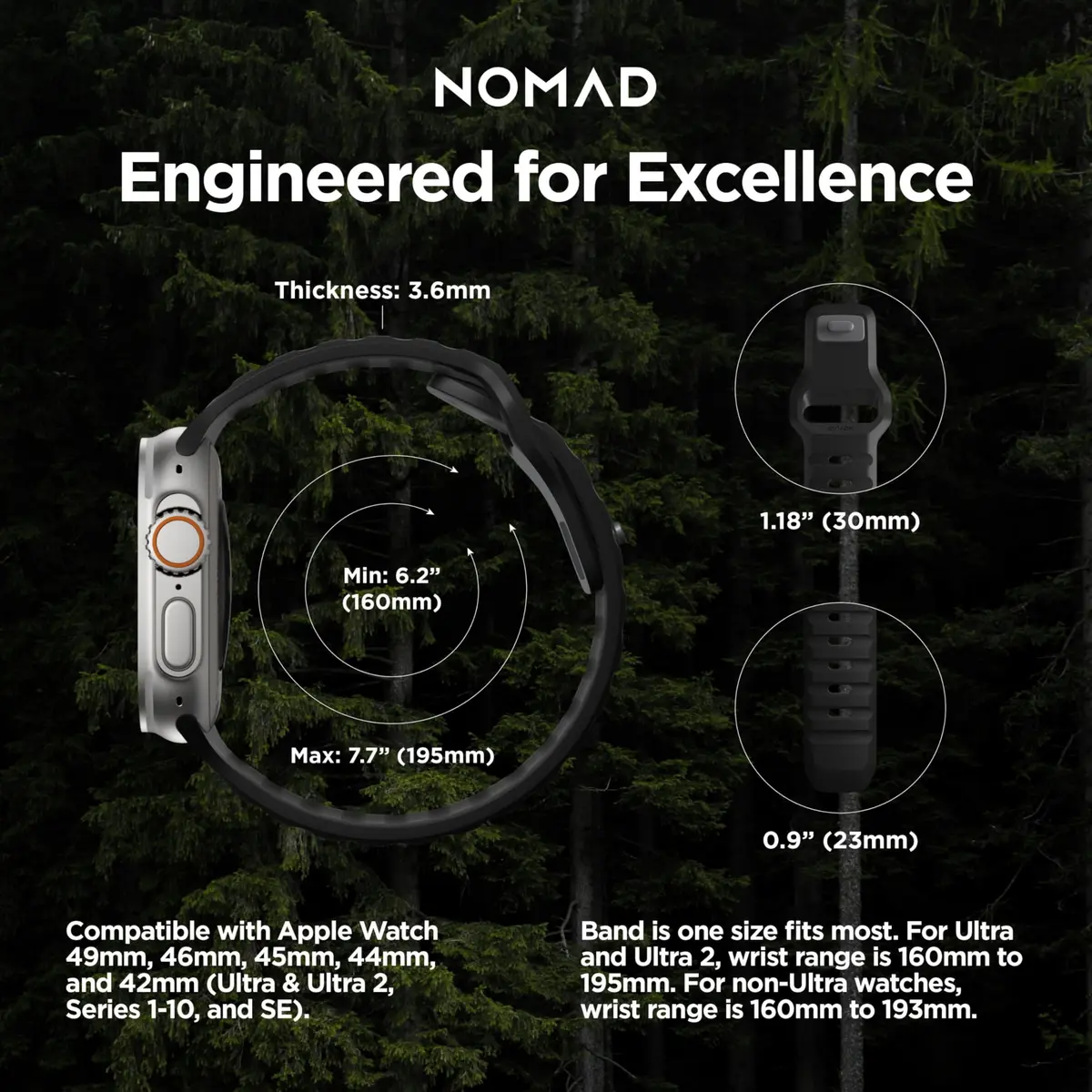 NOMAD Sport Band - 45mm | Black Apple Watch Ultra 2 Band, Athletic & Waterproof - view 4