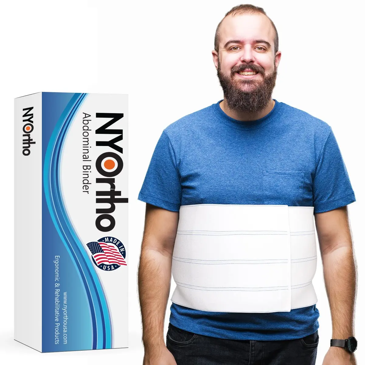 NYOrtho Bariatric Abdominal Binder 12" Wide Elastic Belly Wrap for Plus-Size Men & Women | Post-Surgery Support & Slimming Effect - main product image