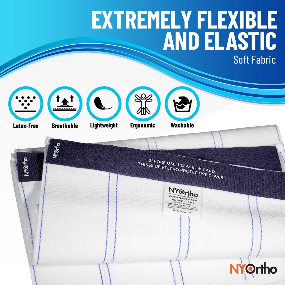 NYOrtho Bariatric Abdominal Binder 12" Wide Elastic Belly Wrap for Plus-Size Men & Women | Post-Surgery Support & Slimming Effect - view 5