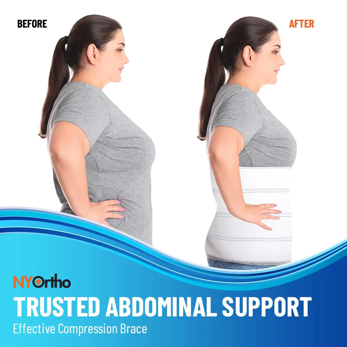NYOrtho Bariatric Abdominal Binder 12" Wide Elastic Belly Wrap for Plus-Size Men & Women | Post-Surgery Support & Slimming Effect - view 6