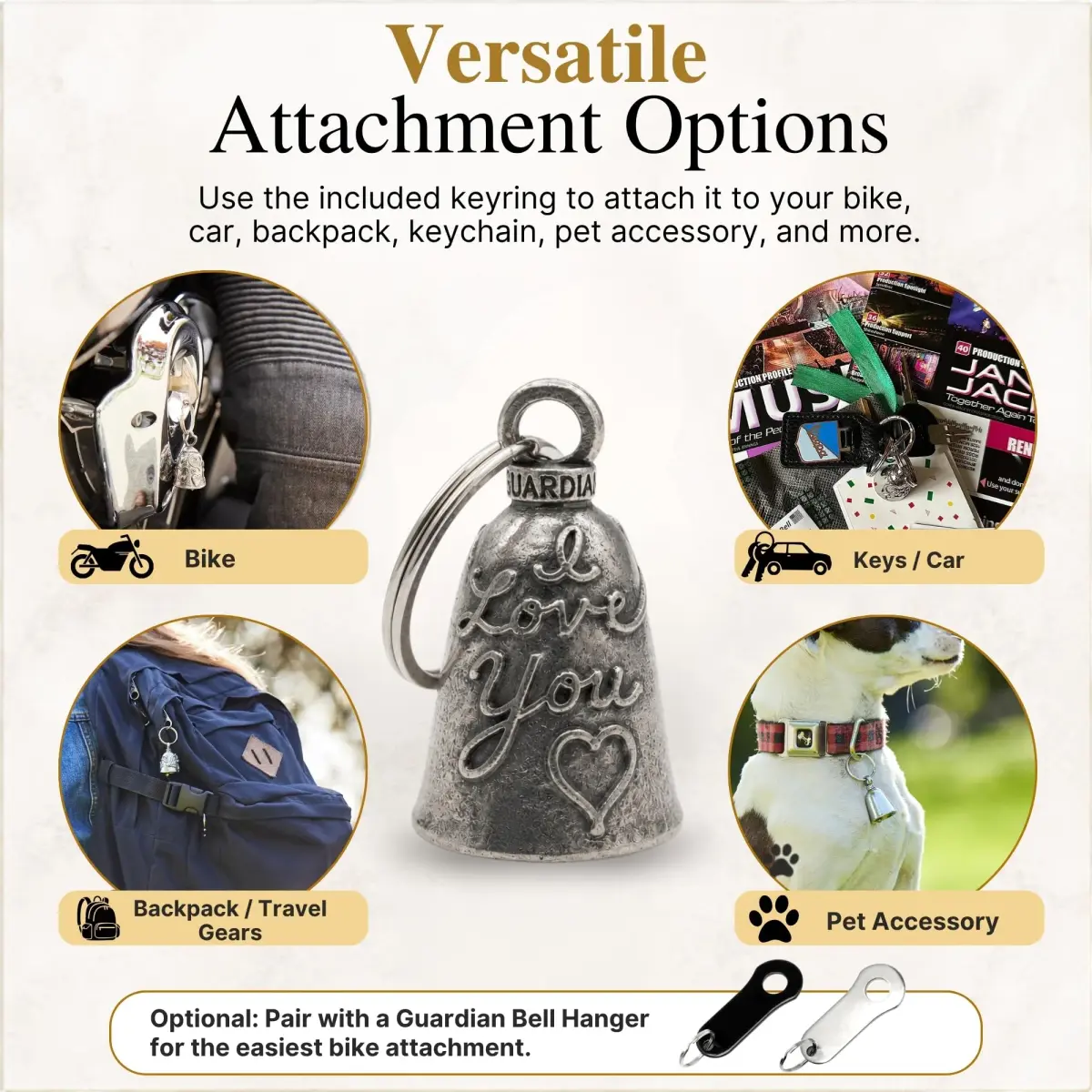 Guardian Bell Green Man Good Luck Bell with Keyring & Gift Bag | Motorcycle Bell | 1.75 inch - view 9