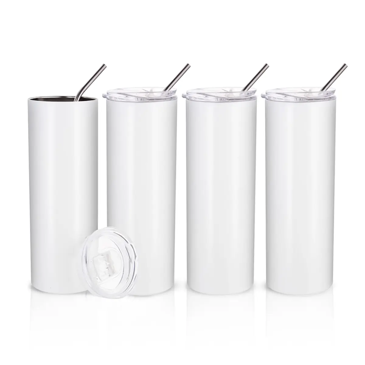 PYD Life 4 Pack Sublimation Blanks Tumblers Straight Skinny 20 OZ | Bright Full Wrap Print Ready - main product image