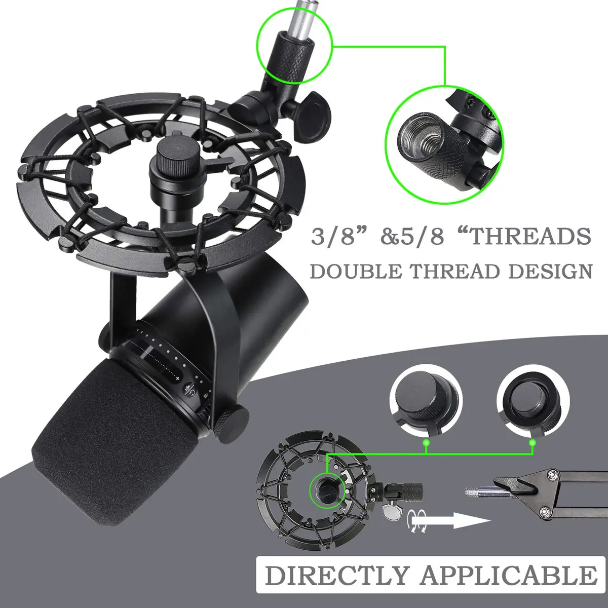 YOUSHARES MV7 Shock Mount with Pop Filter | Vibration & Noise Isolation for Microphones (70-120 chars) - view 5