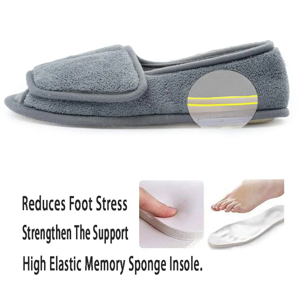 Git-up Women Diabetic Slippers Open Toe Extra Wide Size 7 | Waterproof Memory Foam House Shoes for Comfort - view 5