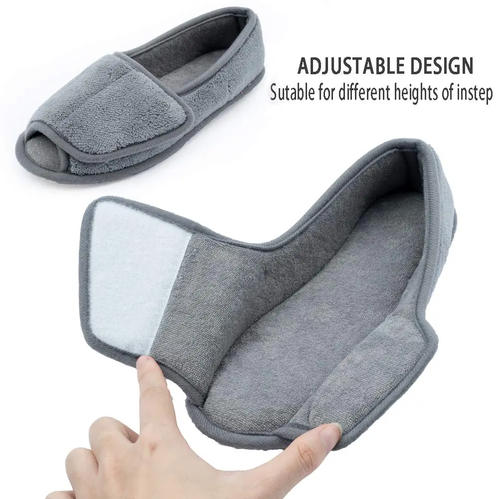Git-up Women Diabetic Slippers Open Toe Extra Wide Size 7 | Waterproof Memory Foam House Shoes for Comfort - view 3