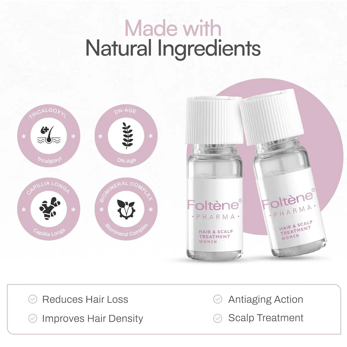 Foltene Hair Regrowth Serum, Tricalgoxyl, Anti-Thinning, 12 Vials | Nourishing scalp treatment for women - view 2
