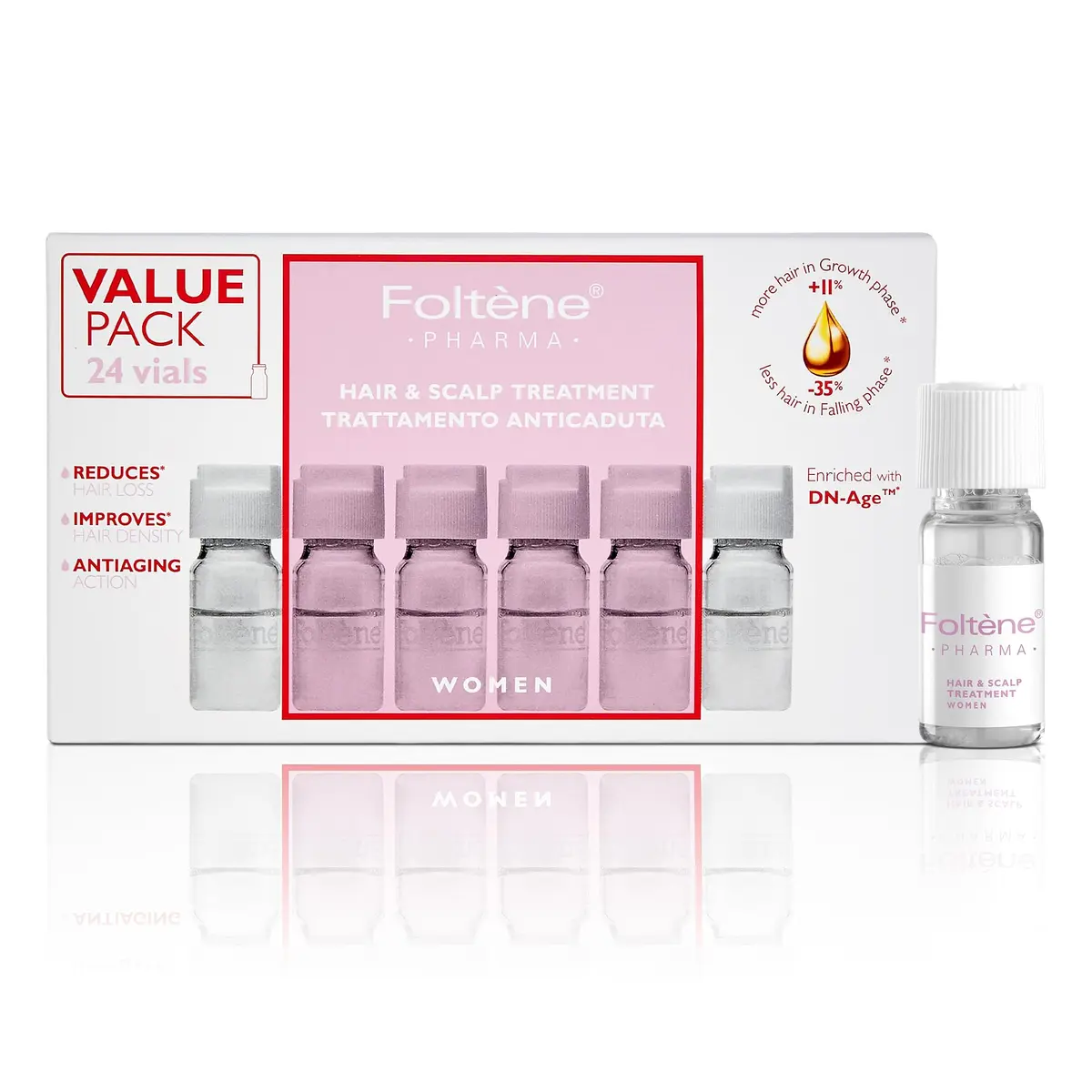 Foltene Hair Regrowth Serum, Tricalgoxyl, Anti-Thinning, 24 Vials | Nourishes & Strengthens Hair from Roots - main product image