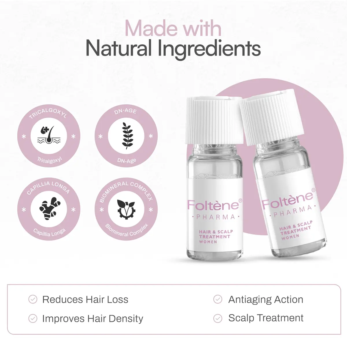 Foltene Hair Regrowth Serum, Tricalgoxyl, Anti-Thinning, 24 Vials | Nourishes & Strengthens Hair from Roots - view 2