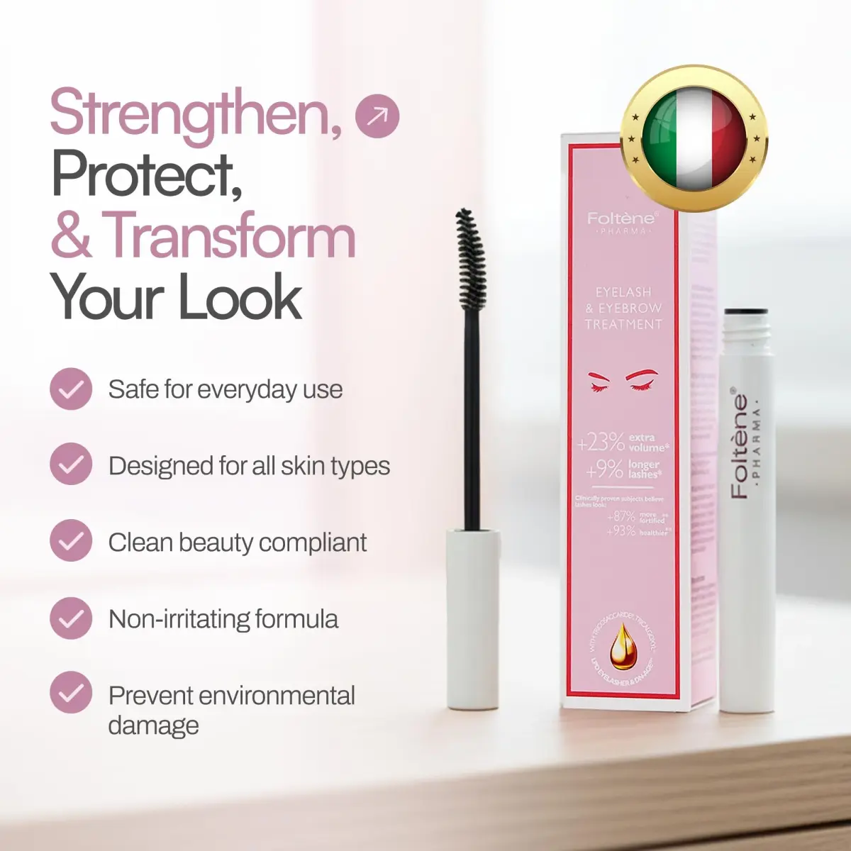 Foltene Eyelash & Eyebrow Treatment Serum 10ml (0.34 Fl Oz) | Stimulates Growth for Fuller, Longer Lashes & Brows - view 6