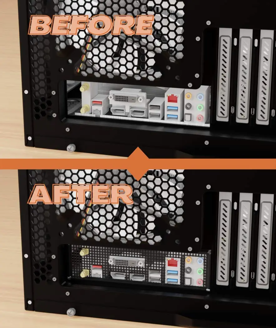 iomesh Black Universal IO Shield Plate | Custom PC Motherboard Backplate in 5 Min - view 7