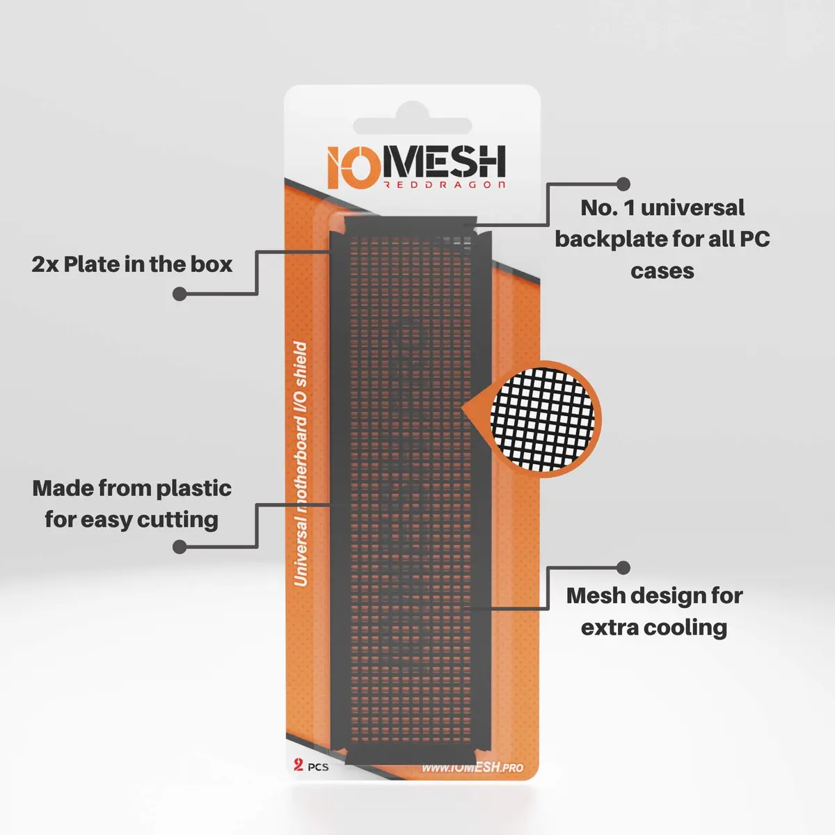 iomesh Black Universal IO Shield Plate | Custom PC Motherboard Backplate in 5 Min - view 2