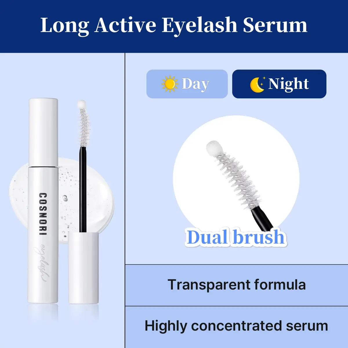 COSNORI Long Active Eyelash Serum 9ml (0.3 fl.oz.) | Korean Vegan Lash Growth Formula - view 5