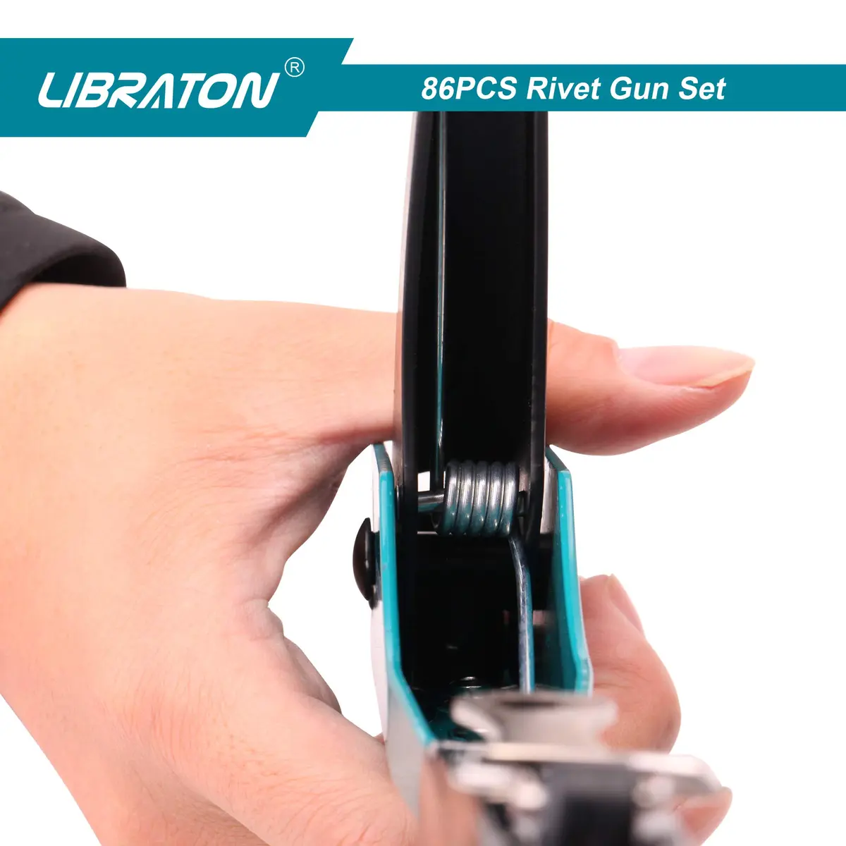 LIBRATON Heavy Duty Rivet Gun Kit with 80 Rivets & 4 Drill Bits | All-Steel Construction - view 4