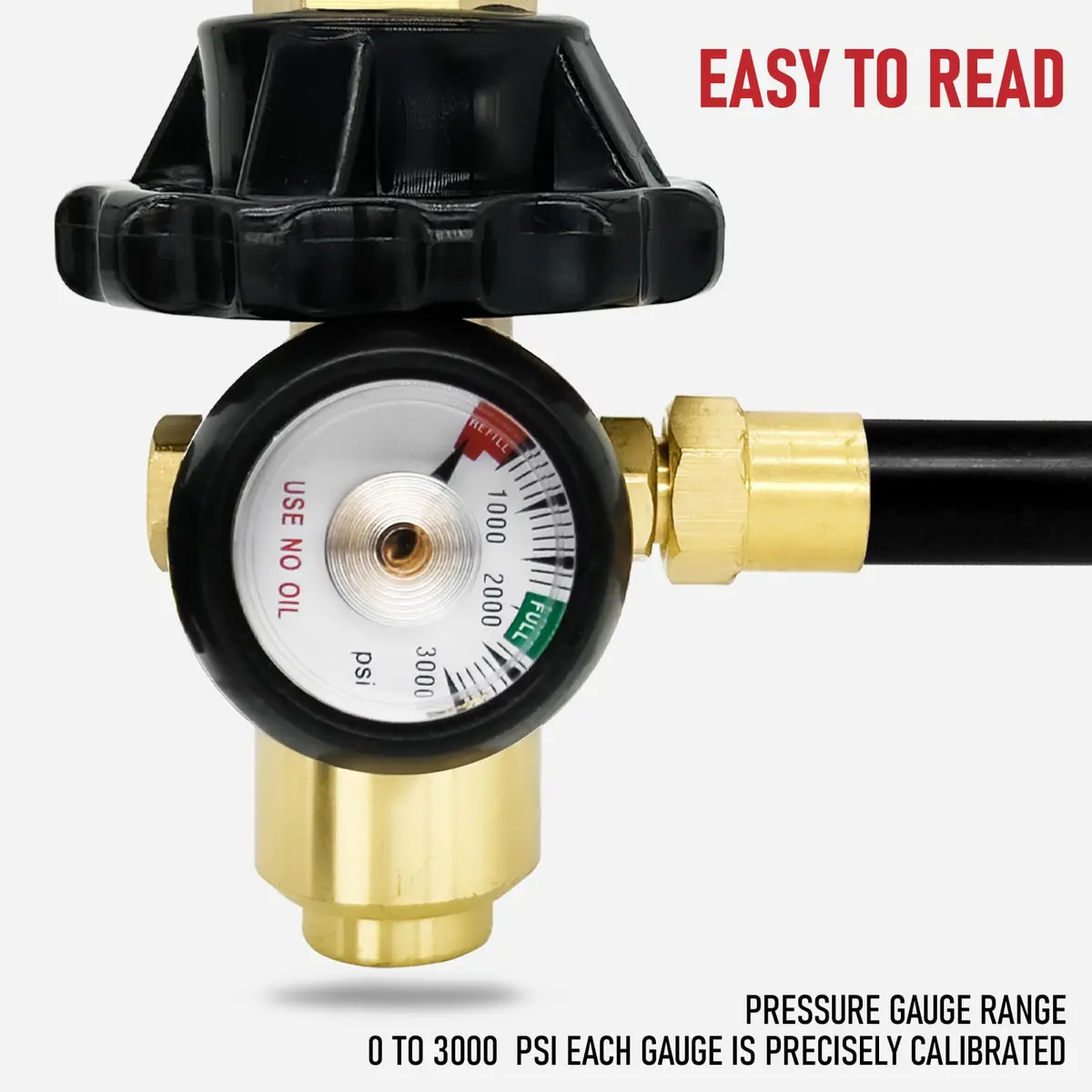 RX WELD Helium Regulator with CGA580 Tank Valve | Durable Brass Fittings, 0-3000 PSI - view 4