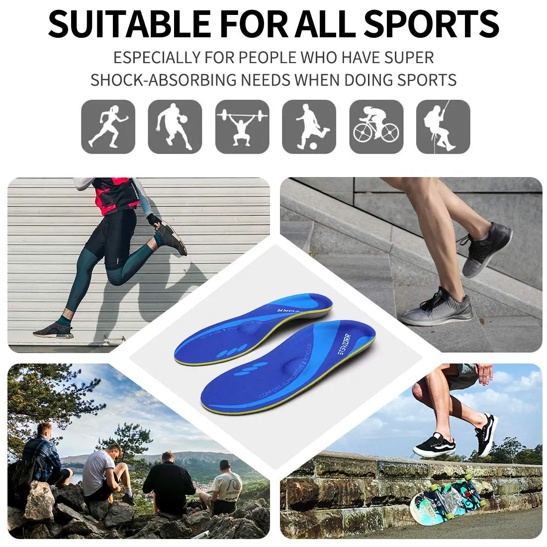 STSVZORR Plantar Fasciitis Orthotic Insoles 220 lbs+ High Arch Support | Relieves Foot & Knee Pain - view 5