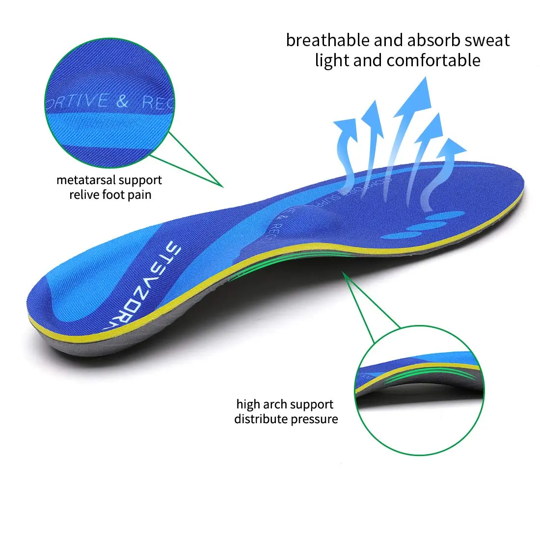 STSVZORR Plantar Fasciitis Orthotic Insoles 220 lbs+ High Arch Support | Relieves Foot & Knee Pain - view 3